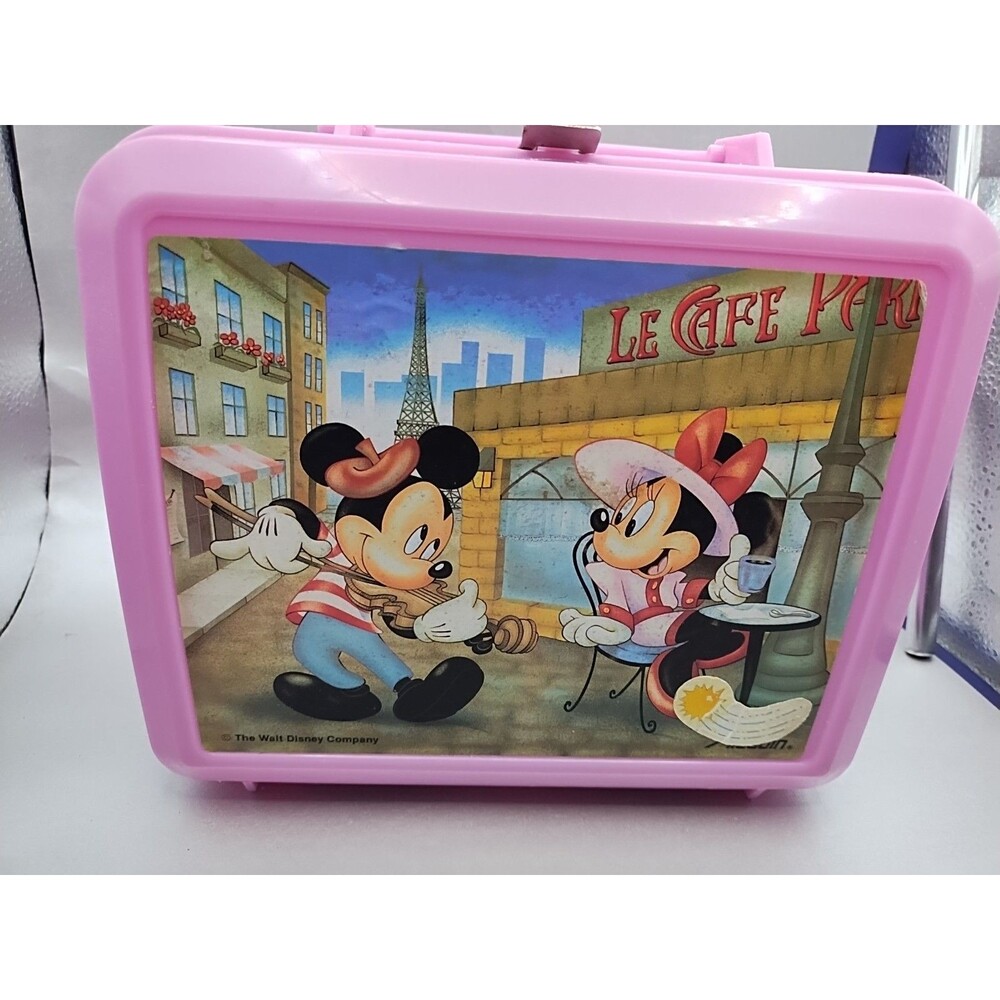 Pink 90’s Mickey and Minnie Mouse Film Festival Aladdin Lunchbox With 2 Thermos